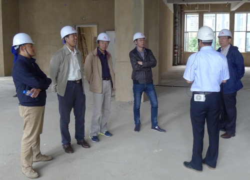 王学军(左二)等参加调研活动的专家参观考察